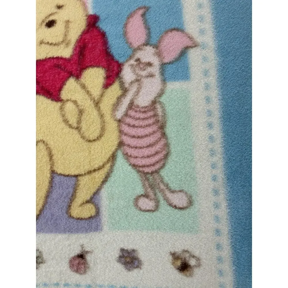 Vintage Winnie the Pooh Piglet Baby Blanket Fleece Plush Pastel Bees - READ